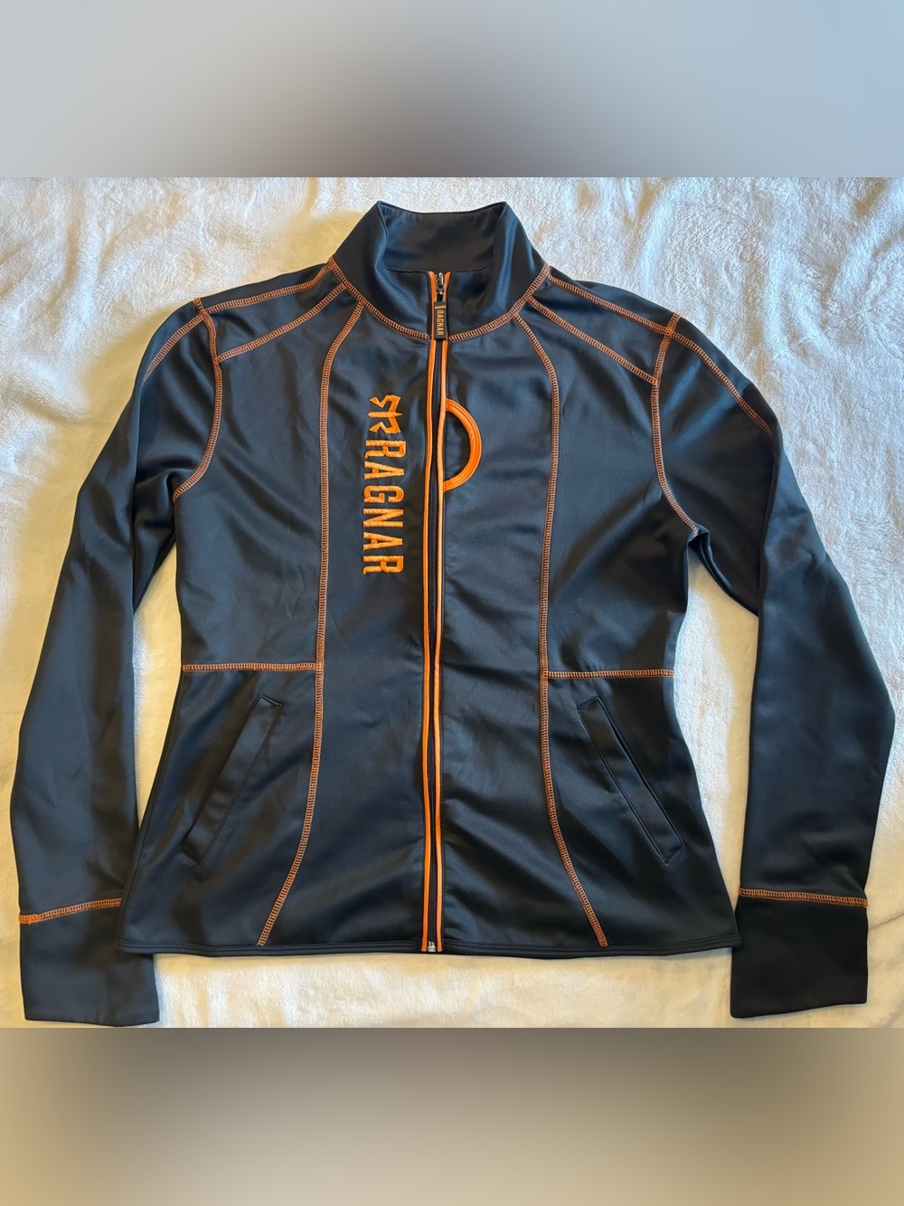 Ragnar Black Zip-Up Jacket with Orange Trim